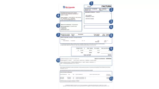 explicacao fatura Air Liquide