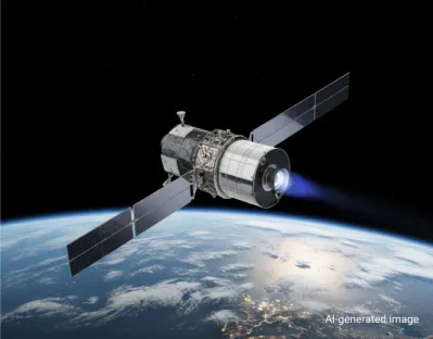 Satélite em órbita terrestre utilizando um sistema de propulsão iónica de xénon. O gás xénon é um propelente ideal para o setor espacial graças à sua elevada densidade, assegurando uma manutenção em órbita de longa duração e manobras precisas.