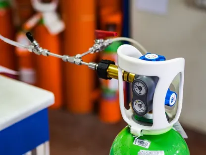 Garrafa de gás de laboratório e seu redutor