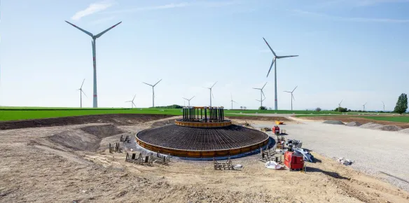 Construction des fondations d'une éoliennes onshore