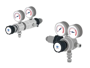 Redutores de dupla redução e de simples redução para gases puros e misturas em laboratório