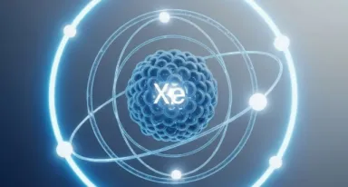 Représentation scientifique d'un atome de Xénon (Xe).