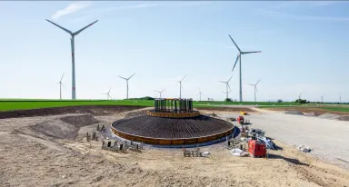 Construction des fondations d'une éoliennes onshore